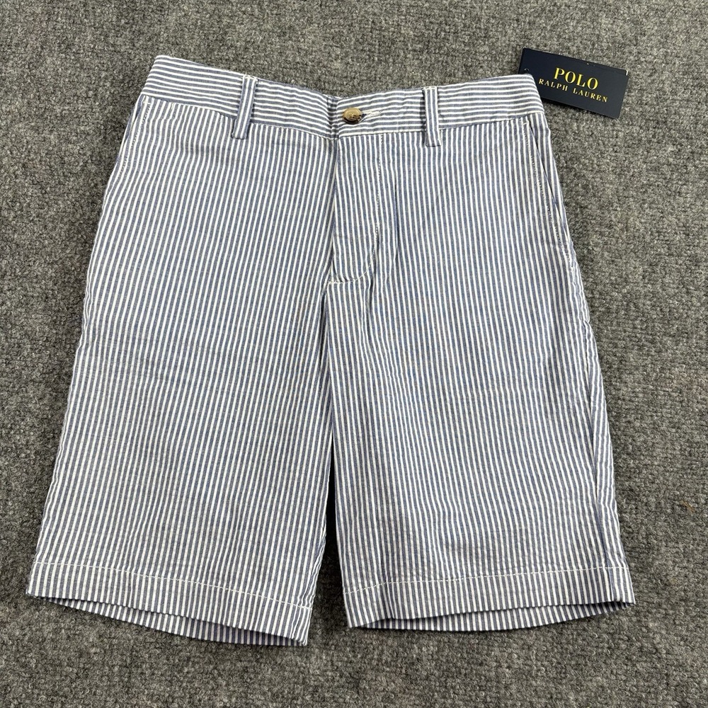 Polo Ralph Lauren Bermuda Shorts Girls 10 Blue White Stretch Classic Resort